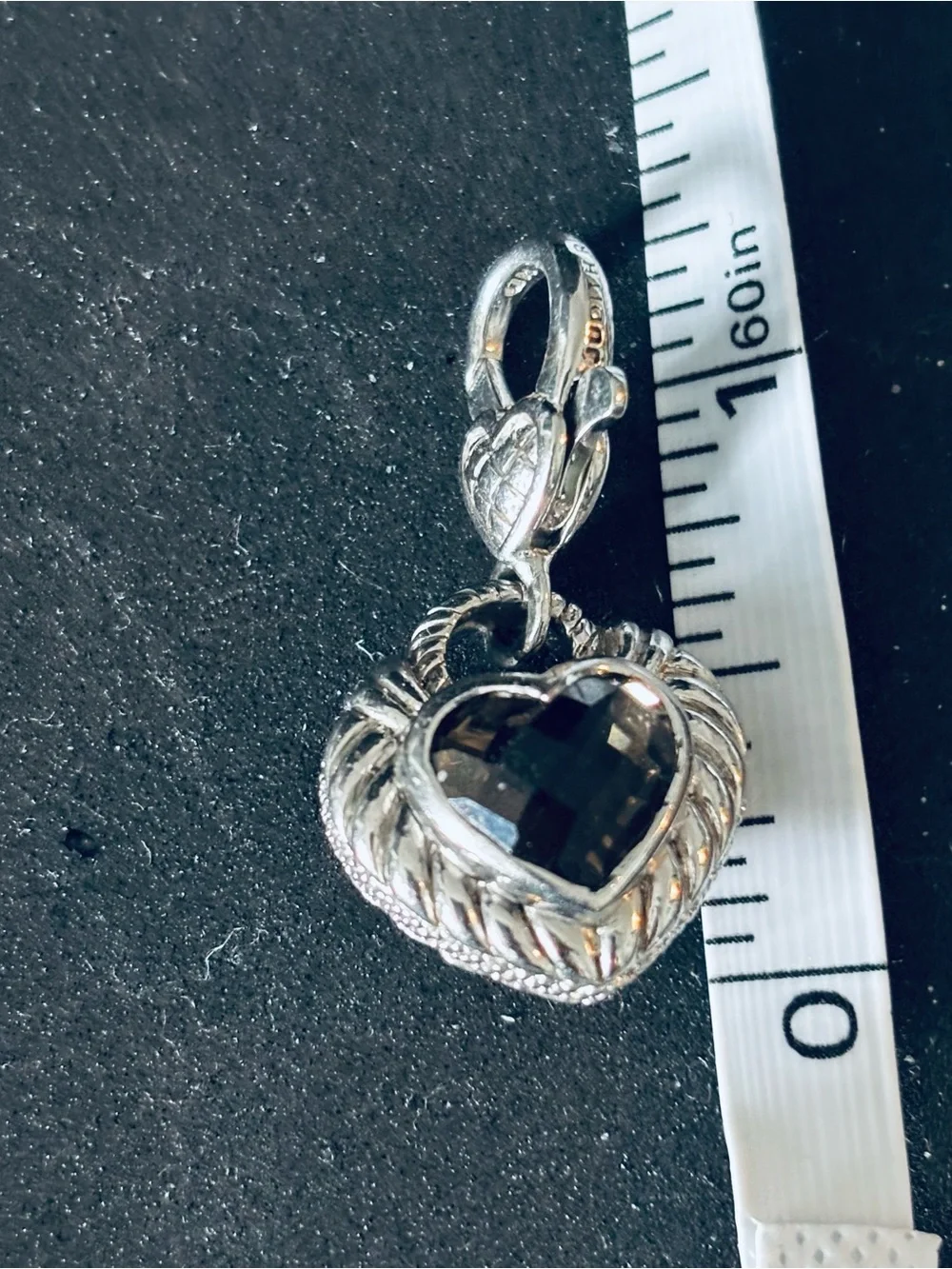 Judith Ripka Silver Heart Pendant with Smoky Crystal